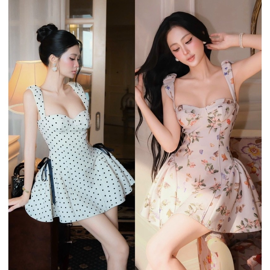 Đầm Hoạ Tiết Xoè Cúp Ngực Tùng Phồng Xinh Xắn 𝐃𝟐𝐓 𝐒𝐓𝐎𝐑𝐄