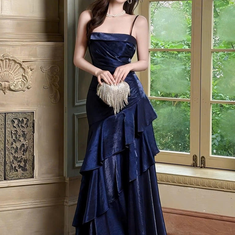 L'Amour Boutique DP12 ĐẦM PHI 2 DÂY RỚT VAI BÈO VÁY 2 TẦNG