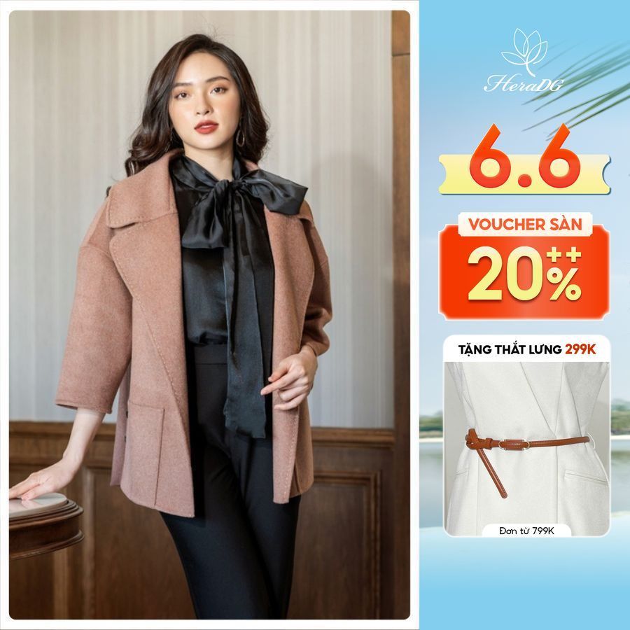 Áo dạ khâu tay nữ dáng lửng HeraDG - WKH20002