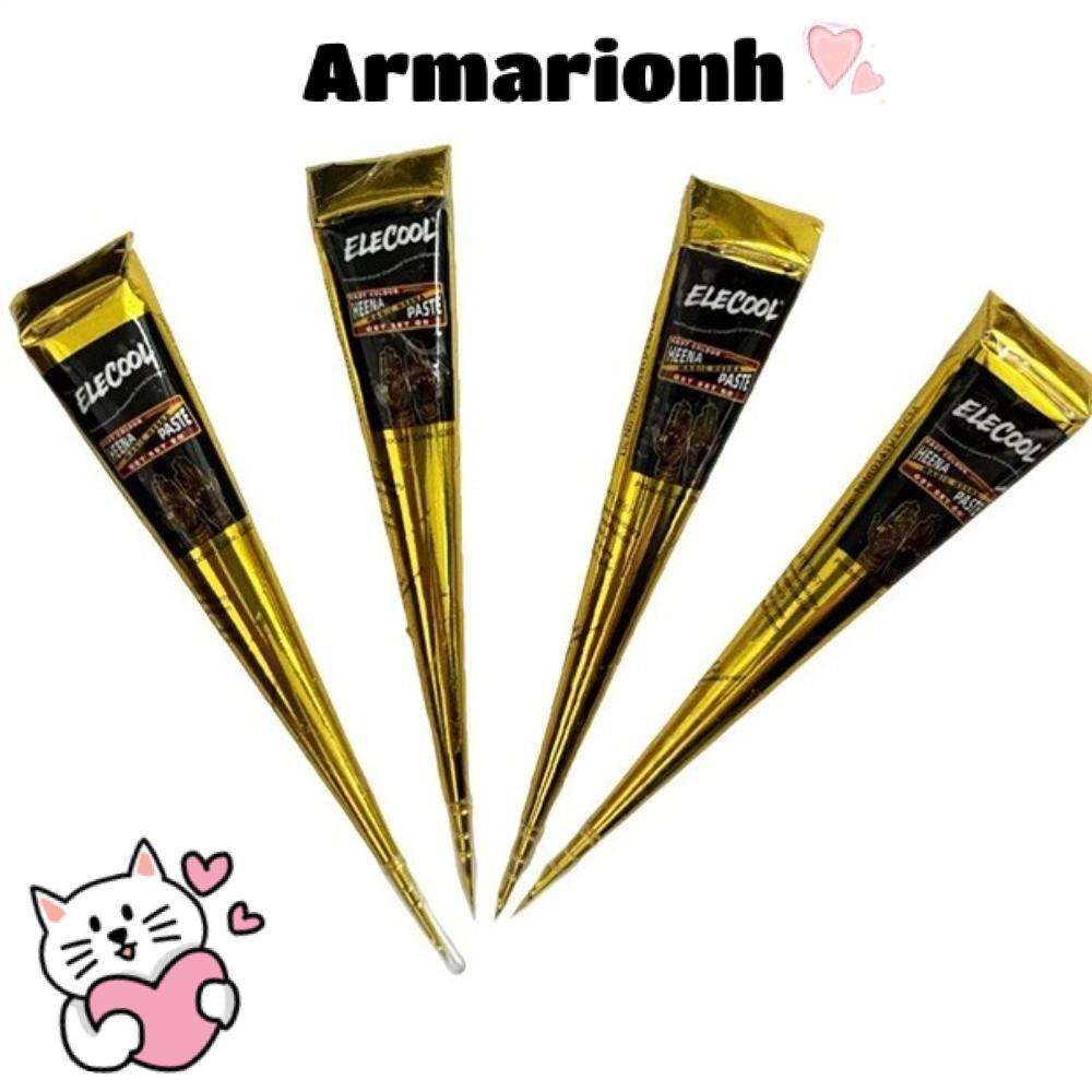 ARMARIO Henna Paste Cone, Kem xăm Henna bán vĩnh viễn dễ sử dụng, Nghệ thuật cơ thể Màu nâu đen Kem 