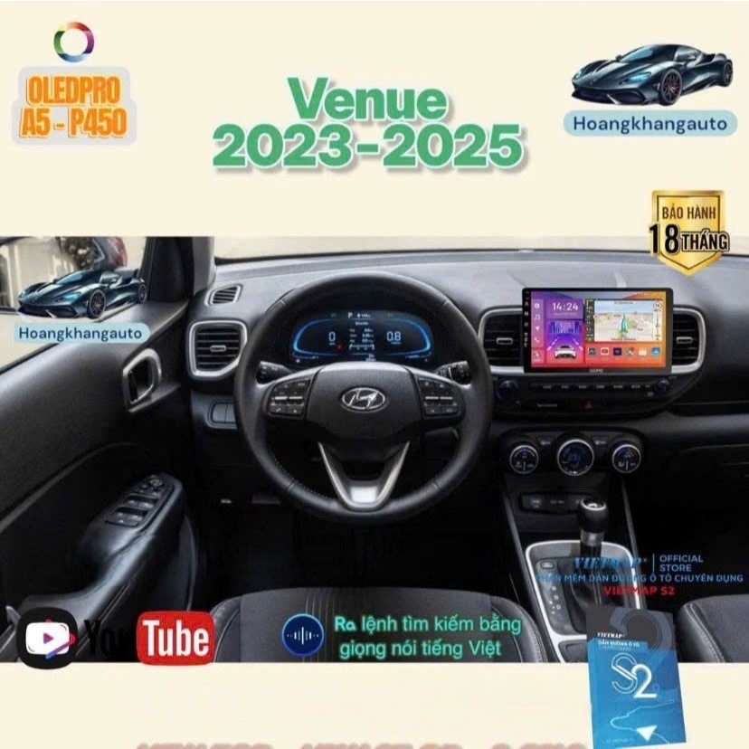 Màn Hình Android OLEDPRO A5   theo xe Hyundai Venue 2023-2025, 9 inch và jack nguồn zin theo xe