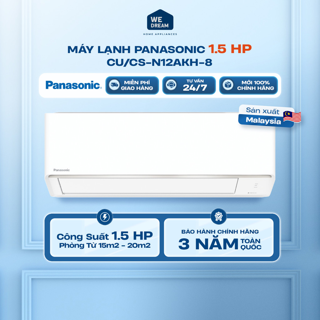 Máy Lạnh Panasonic 1.5 HP CU/CS-N12AKH-8 | Làm Lạnh Nhanh Powerful | Hàng Chính Hãng