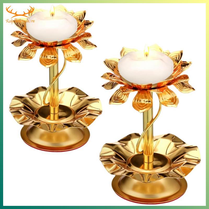 [Redpowderyan.vn] Dành cho đồ trang trí Diwali Pooja 2 chiếc Giá đỡ nến Diya kim loại cho nến đèn Di