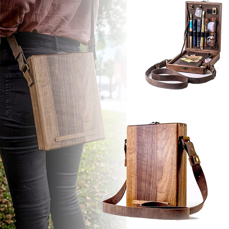 Phong Cách Mới Nhà Văn Messenger Hộp Gỗ Mới Phong Cách Trung Hoa Túi Đeo Vai Nhà Văn Hộp Gỗ Nhà Văn 