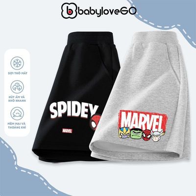 Quần short đùi bé trai BabyloveGO quần sooc siêu nhân có túi cạp chun co giãn mềm mịn thoáng mát cho bé 1-10 tuổi