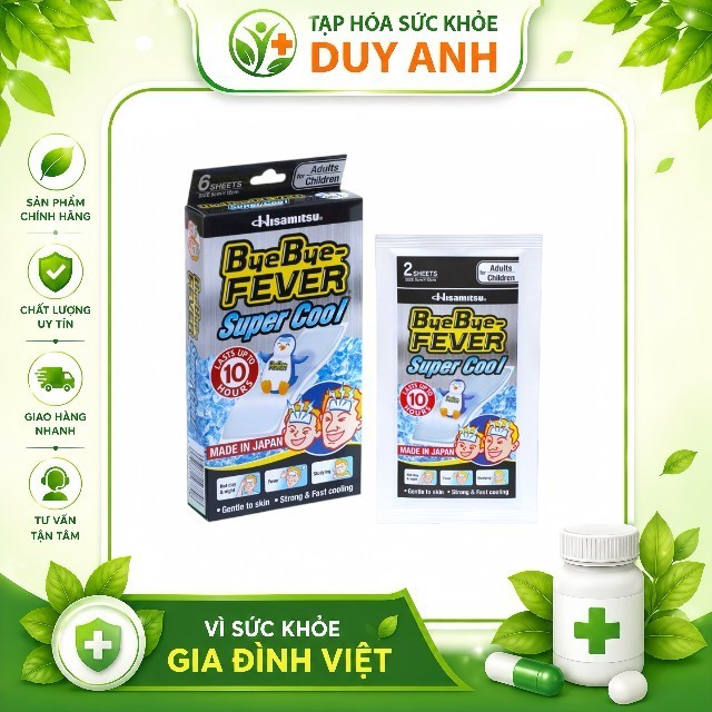 [COMBO 5 HỘP] HỘP 6 MIẾNG - Miếng Dán Hạ Sốt BYE BYE - FEVER Super Cool – Làm Mát Lạnh Nhanh Đến 10 