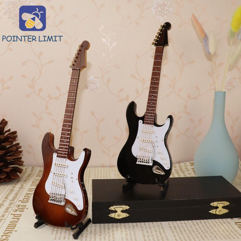 POINTER LIMIT Mini Gỗ Đàn Guitar Điện, Nhạc Cụ Bằng Gỗ Nhà Búp Bê Thu Nhỏ Đàn Guitar, Đàn Guitar Điệ