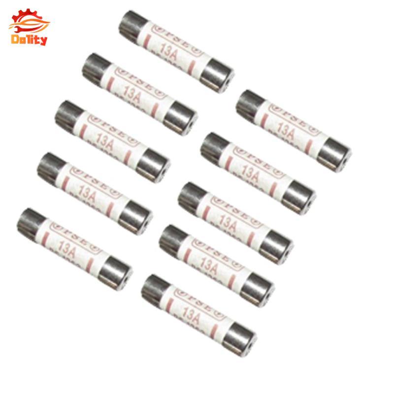 10x Cầu Chì Gốm Cầu Chì Ống BS1362 13A Điện Gia Đình Văn Phòng Chính Cắm