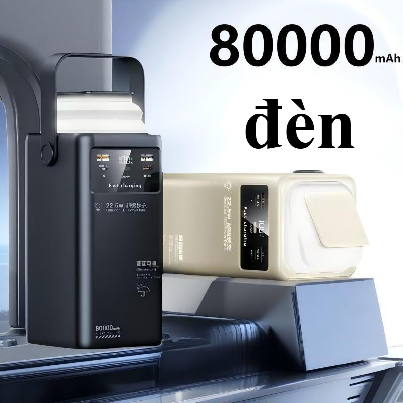 sạc dự phòng pin 50000mAh 80000mAh sạc nhanh pin 120W dung lượng lớn có sẵn nhiều dây sạc