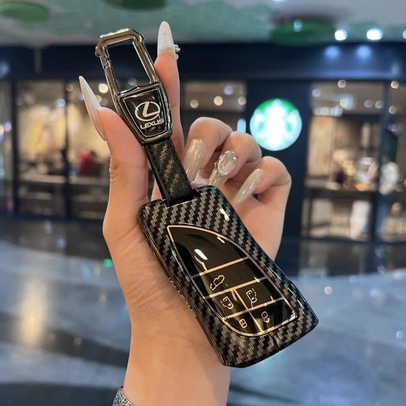 Vỏ chìa khóa kim loại ô tô Lexus LM350H Thích hợp cho LM500H Lexus MPV Họa tiết sợi Carbon Vỏ chìa k