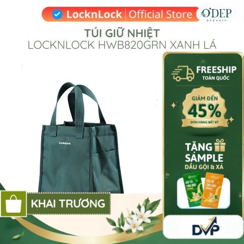 Túi đựng bộ hộp cơm LocknLock Daily Cooler Bag, Hàng Chính Hãng, Màu xanh lá HWB820 HWB820GRN - SHOP