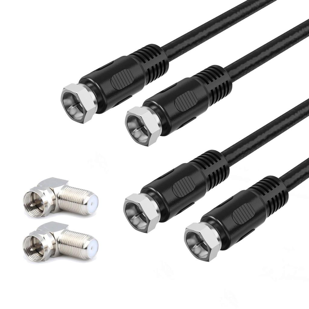 Cáp đồng trục 1ft, Cáp Coax ngắn 1 chân, 0,3m 2 gói có đầu nối góc phải, Cáp RG6 kỹ thuật số 75 Ohm 