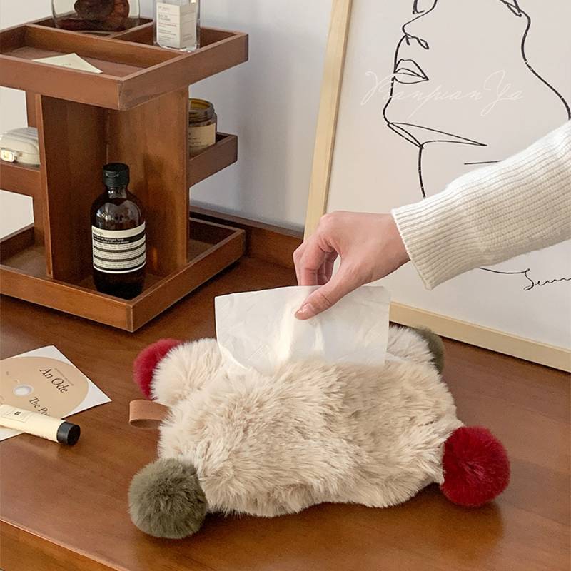 Plush Tissue Bag Home Car Tissue Bag Hanging Tissue Bag Car Tissue Box Tissue Bag Cute Paper Extract
