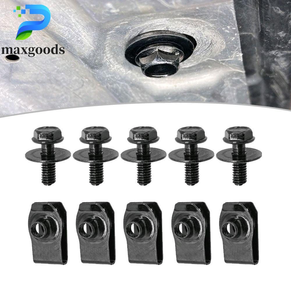 MAXGOODS 5 / 10 Bu lông thân xe, Kẹp đai ốc chữ U ô tô M6 6MM, Sản phẩm tự động Splash Shield Guard 