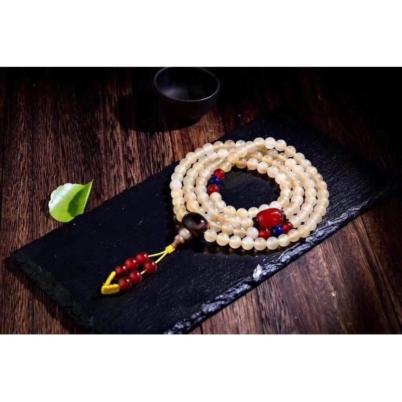 Móng Vuốt Hạt Tròn 108 Vòng Tay Dây Chuyền Đá Tự Nhiên Trong Suốt Móng Vuốt 108 Hạt Treo Dây Xích