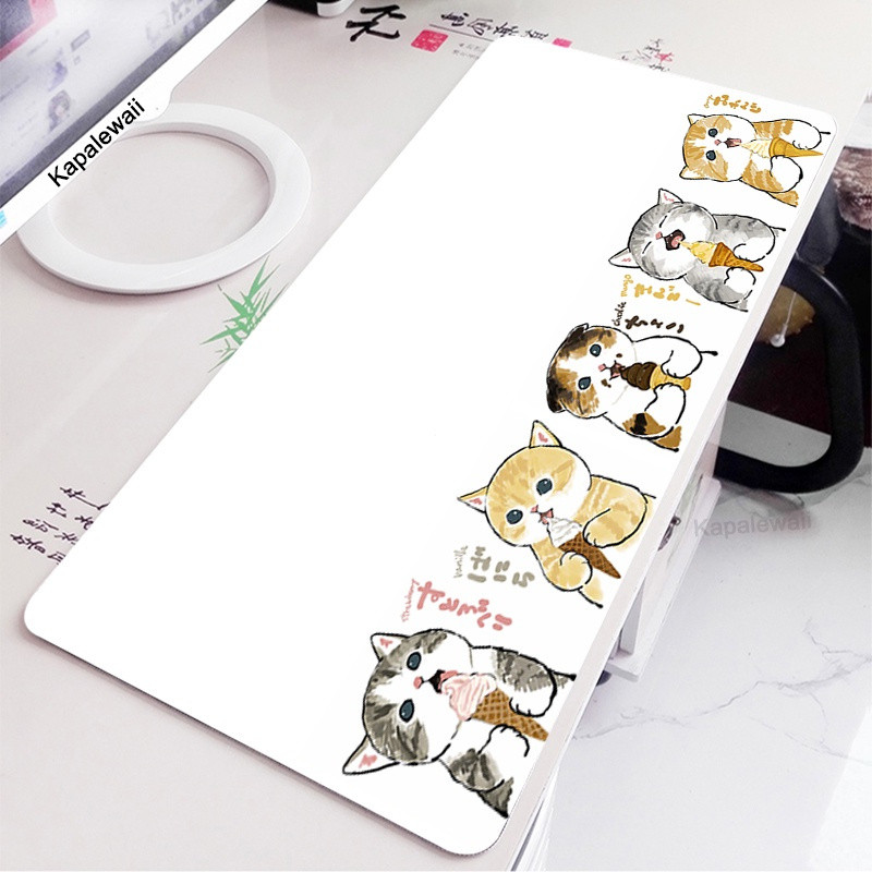 Oi-White Cat Máy Tính Lớn Anime Chuột Miếng Lót Kích Thước 80X30cm 100x50cm MousePad Laptop Bàn Phím