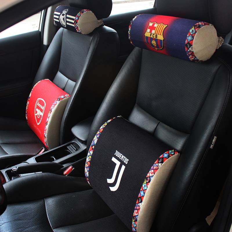 Automotive Headrest Memory Foam Waist Cushion Neck Protection Juventus Real Madrid Barcelona Liverpo
