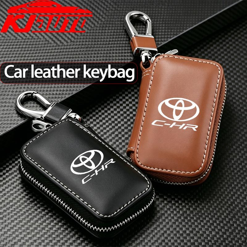 Hộp đựng chìa khóa ô tô bằng da Toyota C-HR Bảo vệ chìa khóa tự động Fob có móc chìa khóa cho phụ ki