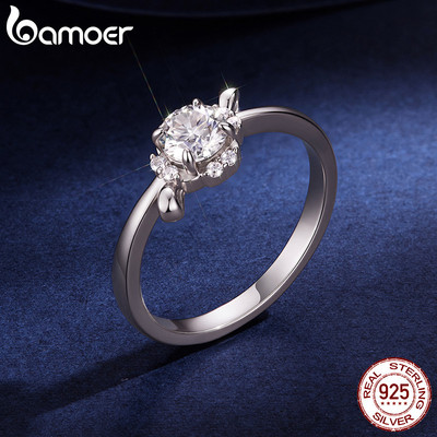 Nhẫn Bamoer Moissanite 925 Nơ Bạc Có Chứng Nhận Món Quà Trang Sức Cho Nữ