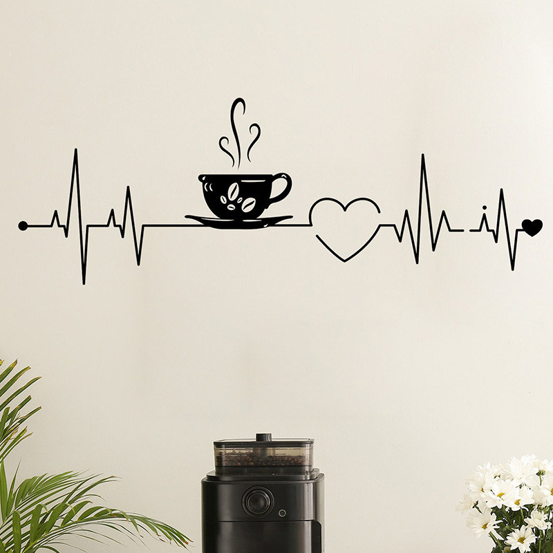[Hàng có sẵn] DZ796 Creative Coffee Cup Cafe Milk Tea Shop Làm đẹp Nhãn dán tường trang trí tự dính 