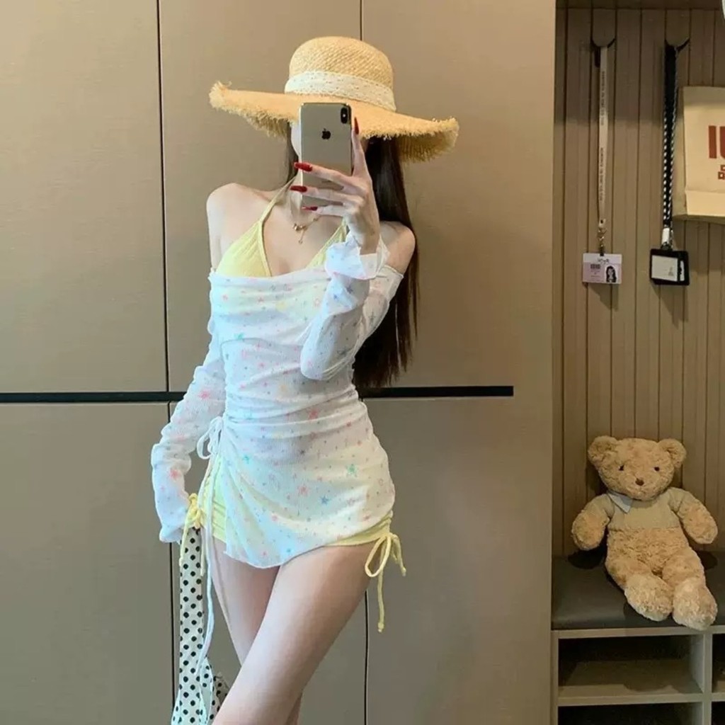 Bộ Đồ Bơi Nữ Mới (3 Món) Áo Khoác Ngoài Dài Tay Thời Trang Chống Nắng Bộ Bikini Quần Short Kiểu Nghỉ Dưỡng 647 | BigBuy360 - bigbuy360.vn