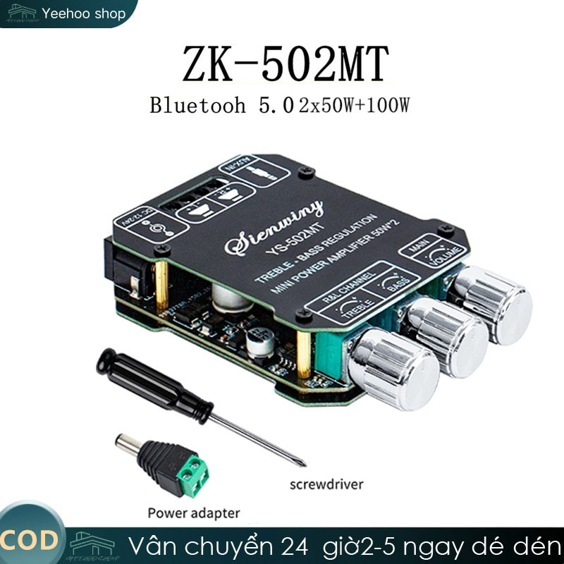ZK-502MT Amply Mini Bluetooth 5.0 | Công Suất 50W×2+100W Âm Thanh Stereo