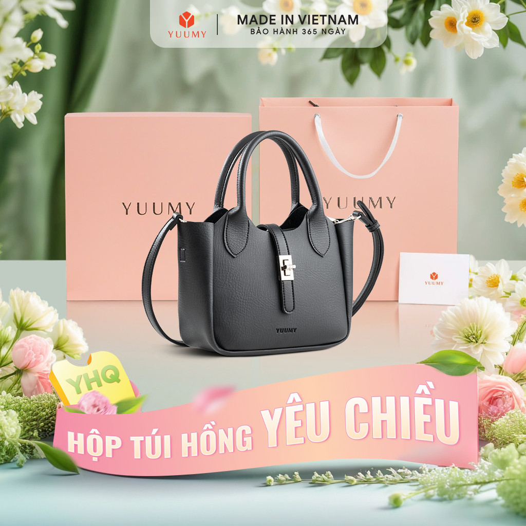 Bộ hộp quà YUUMY (Túi xách nữ YUUMY YTX78 + Hộp quà YHQ2 + Túi giấy YTG2 + Túi rút BVR3838 + Thiệp c