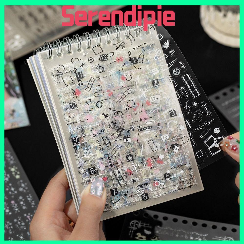 SEENDIPIE Bìa Album Nhãn Dán Trang Trí, 30 Tờ Dòng Album Ánh Sáng Mềm Sách Nhãn Dán DIY, Kawaii PET 