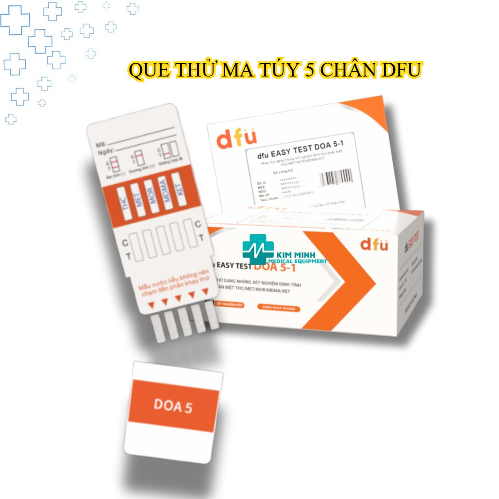 Que test nhanh Ma tuý tổng hợp 5 chân Dfu-Test 5 chấu Dfu phát hiện chính xác các chất gây nghiện ( 