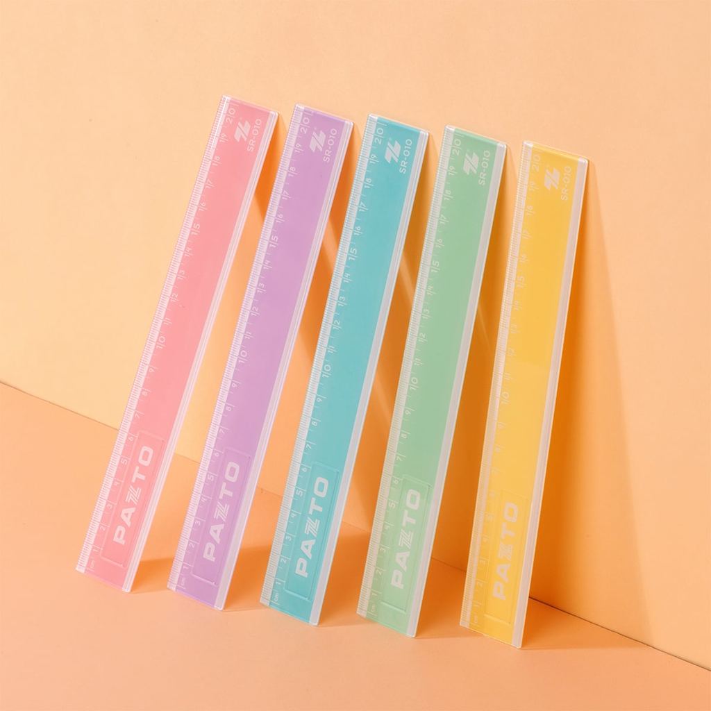 Combo 10 Thước nhựa thẳng 20 cm màu Pastel Thiên Long Pazto SR-010 - Màu ngẫu nhiên