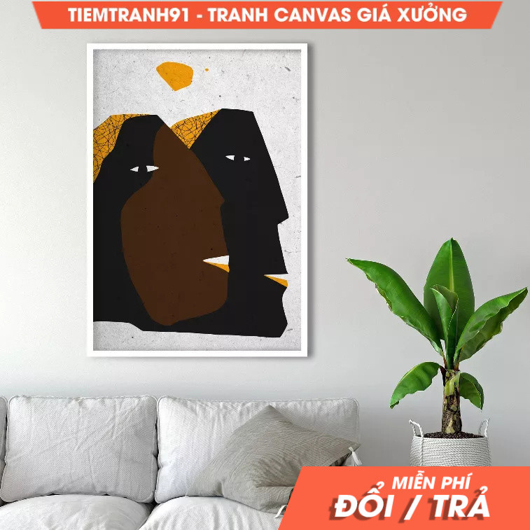 Tranh treo tường, Abstract African Men Portrait, Afro Motive Art, Modern Ethnic Wall, African Americ