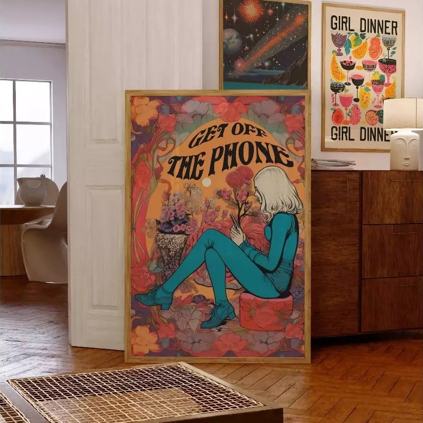 Tranh treo tường, 70s Art, 70s Home Decor, 70s Decor, Retro 70s, nhận in theo yêu cầu, tặng kèm đinh