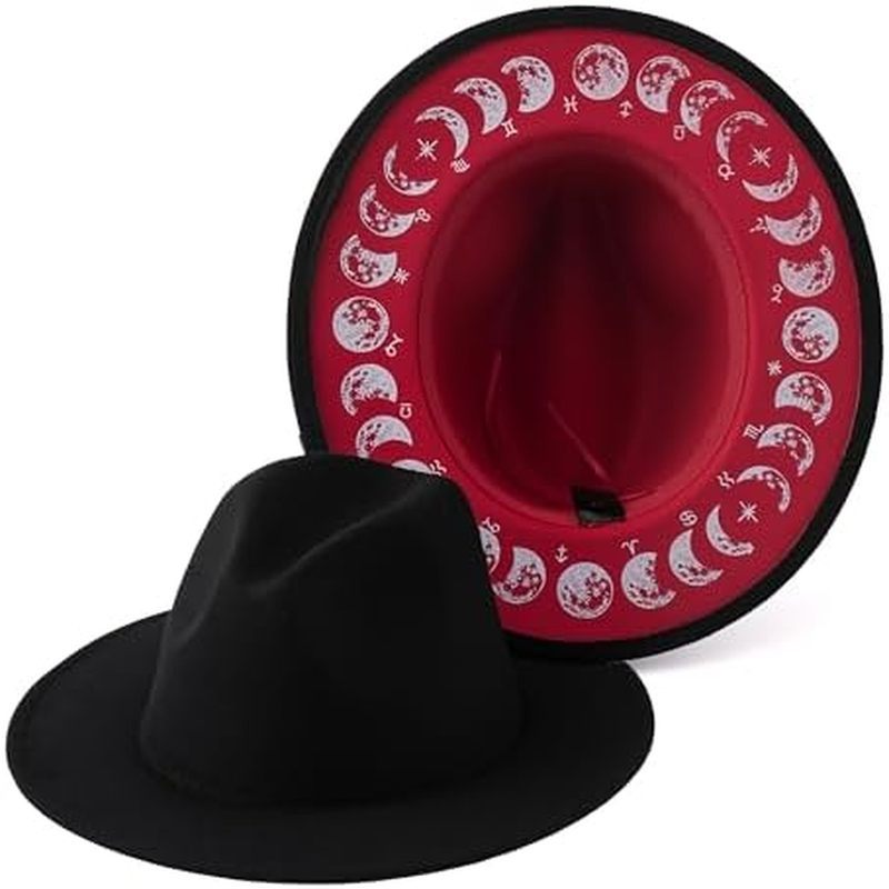 Fedora Gothic cho Uni Sáng Tạo Vành Vintage Flat Mũ Thời Trang Nữ Nỉ Fedoras