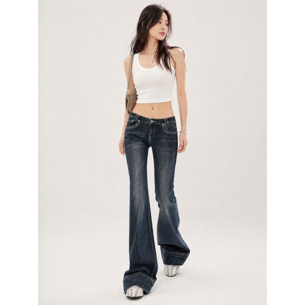 New American retro flared low-waist jeans plus-size trousers