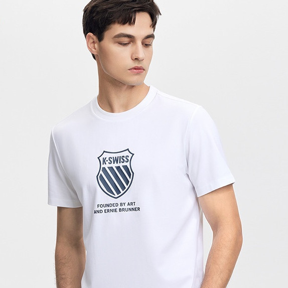 Unisex KSWISS cổ tròn màu in logo áo thun ngắn tay thoáng khí