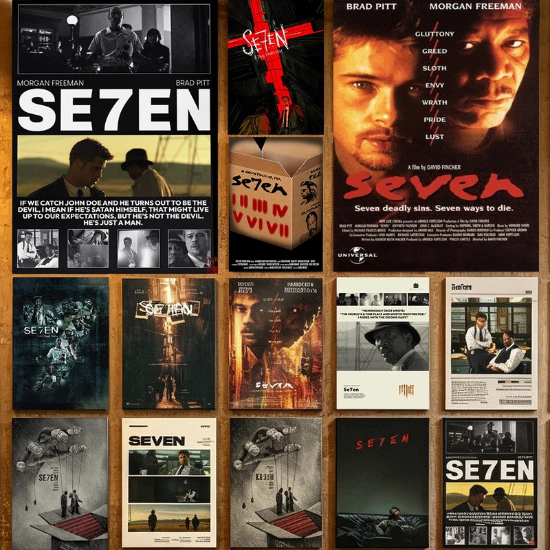 AE8N Seven S-Se7en 1995 Phim Canvas Tranh Bảy Tội Lỗi Chết Người Kinh Dị Phim Poster In Hình Tường T