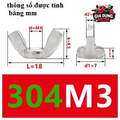Tán chuồn chặn vặn inox 304