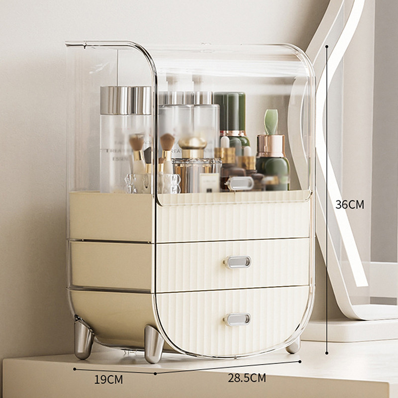 Large 3 Layer Makeup Organizer Storage Box With Drawer Acrylic Transparent Cosmetic Skincare Organiz
