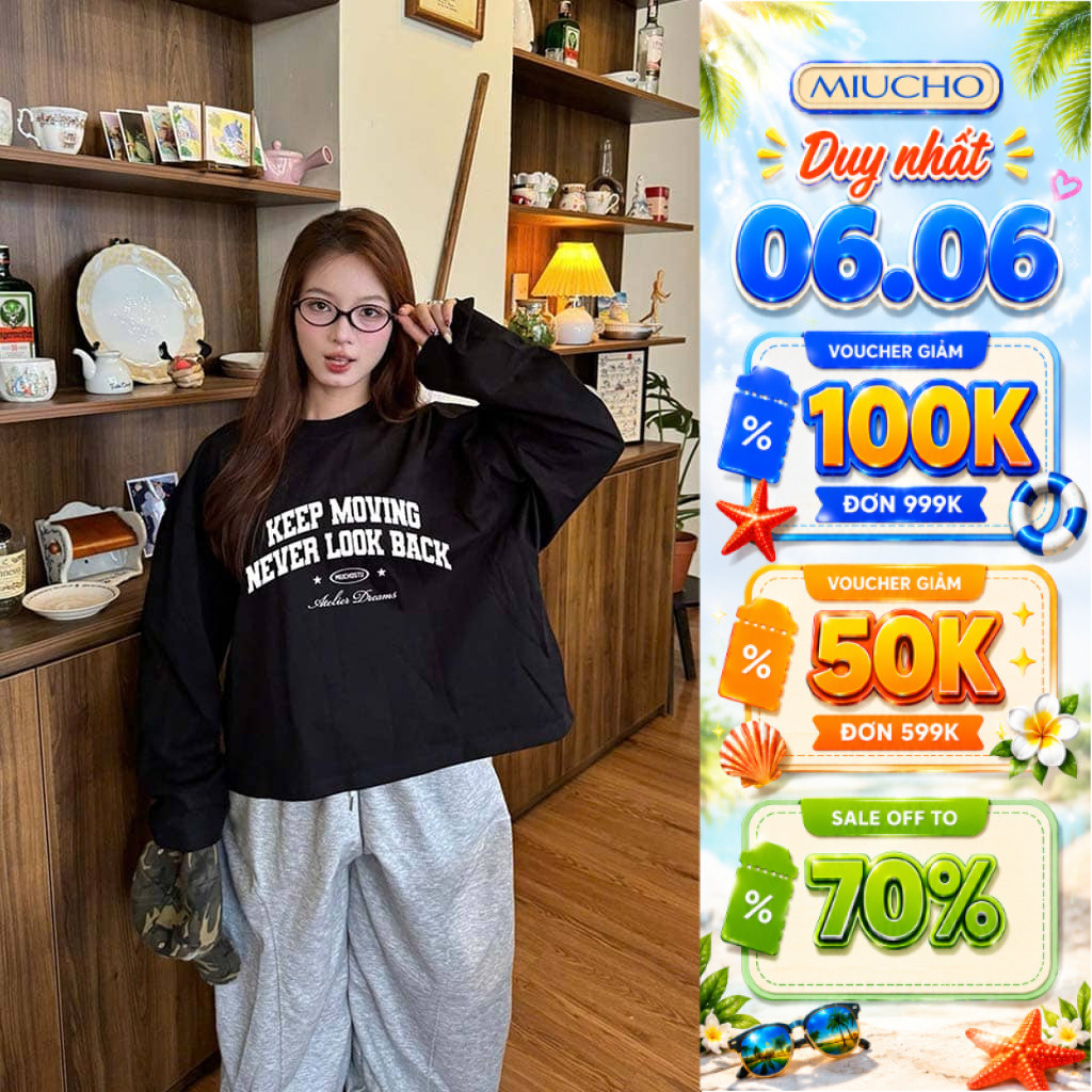 Áo thun boxy tay dài basic style in chữ BST Miucho mềm mại cao cấp dày dặn đứng form in mix | BigBuy360 - bigbuy360.vn