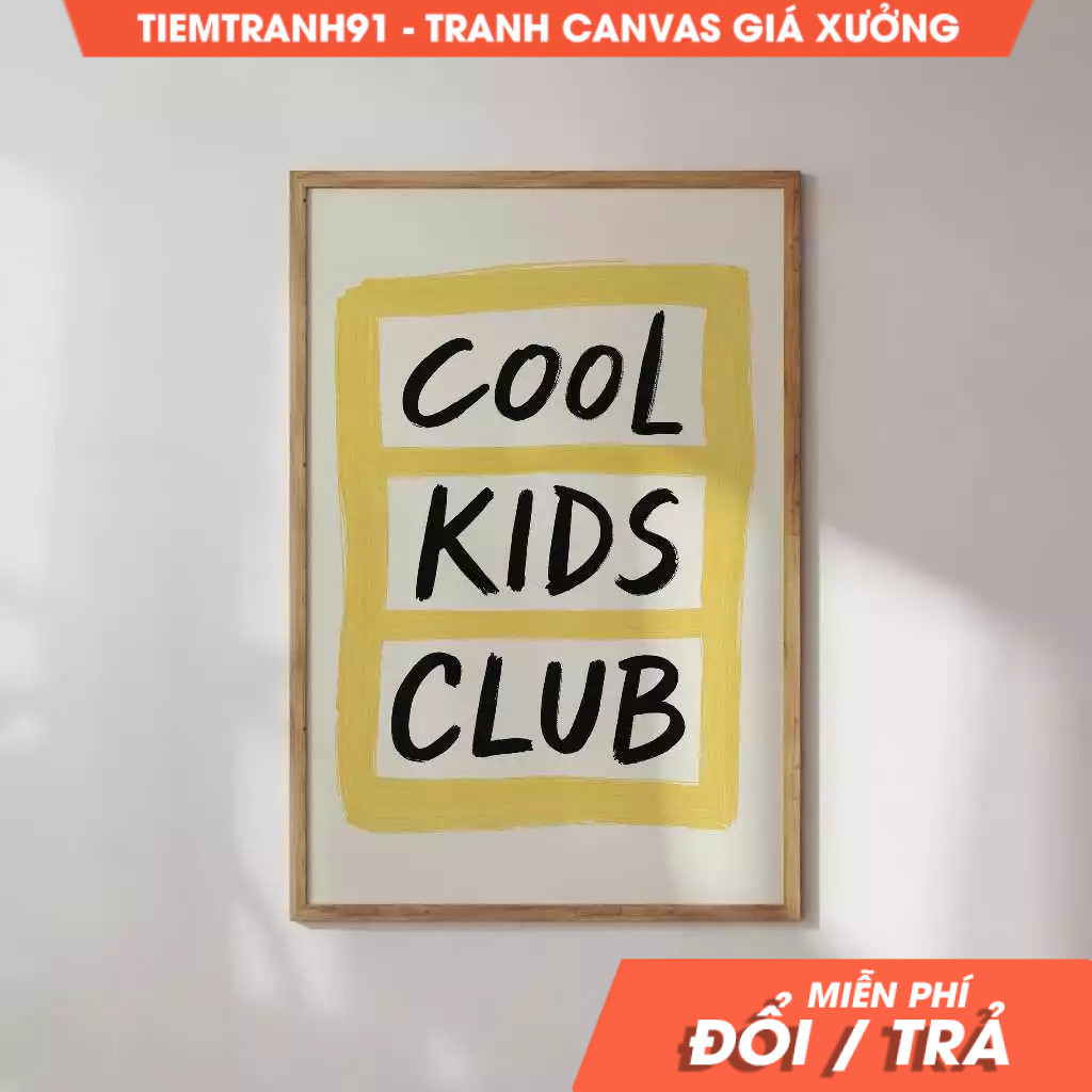 Tranh treo tường, Cool Kids Club Wall Art Fun Kids Room Printable Playroom Decor Colourful Typograph