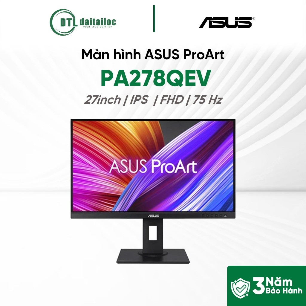 MÀN HÌNH ASUS PROART PA278QEV 27 INCH 2K IPS 75HZ 5MS | CHÍNH HÃNG | BẢO HÀNH 36 THÁNG