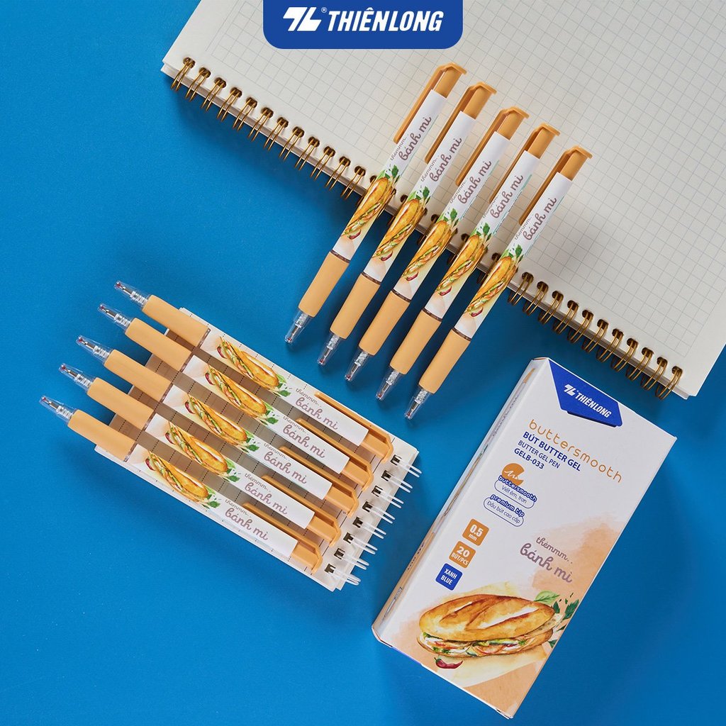 Combo 10 Bút gel B - Buttersmooth Gel Thiên Long GELB-033 - Premium Tip viết êm, trơn - Mực Xanh