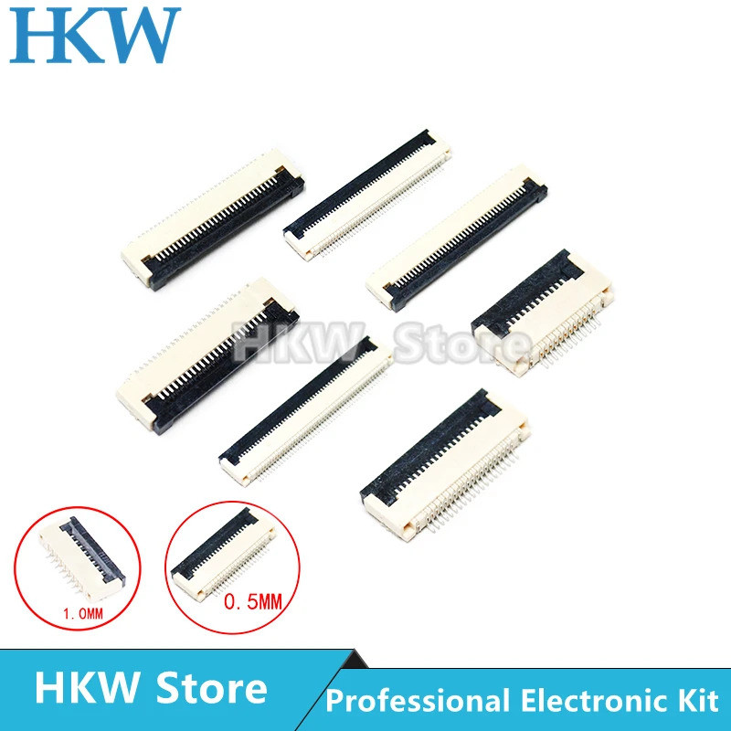 10 chiếc 0.5mm / 1mm Pitch Dưới vỏ sò Ổ cắm FPC FFC Đầu nối cáp phẳng 4P 5P 6P 8P 10P 12P 14P 16P 20