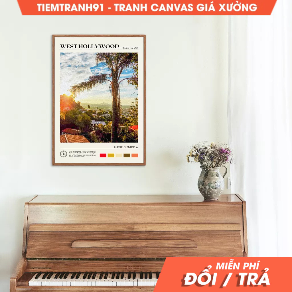 Tranh treo tường, Oil Paint, West  Hollywood Wall Art, West Hollywood Poster, West Hollywo Photo, Ca
