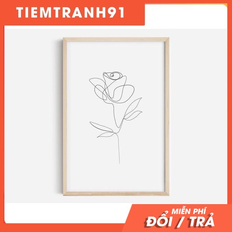 Tranh treo tường | Line art-Fine Line Flower Print, flower line art 19 , tranh canvas giá rẻ
