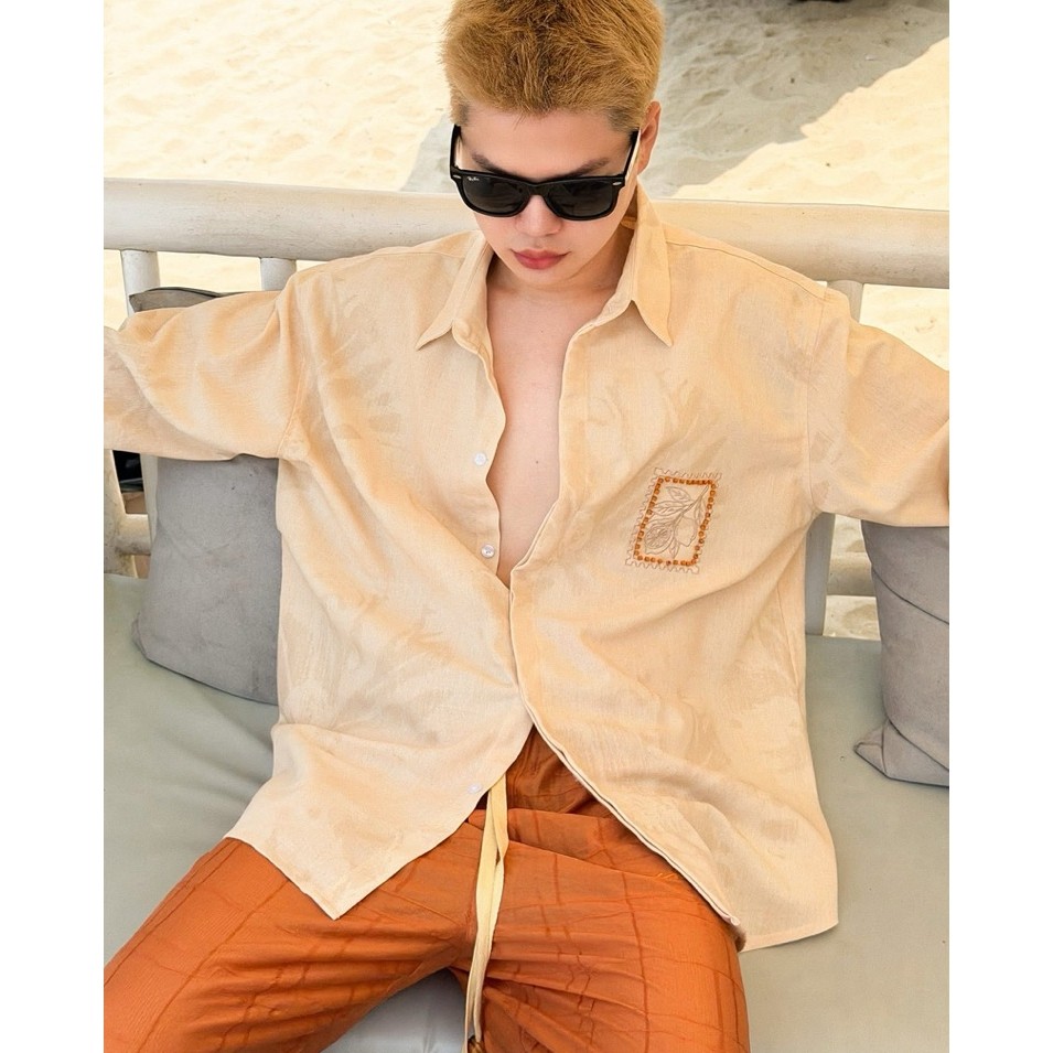 Orange Shirt - Linen - Magnus Menwear