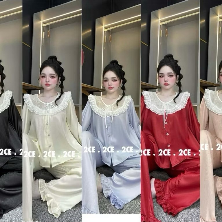 Đồ Bộ 2CE Tiểu Thư Cổ Ren Lụa Cao Cấp