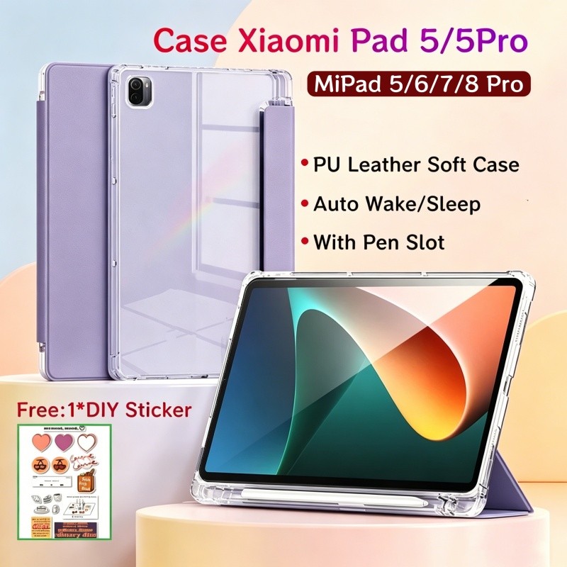 Ốp lưng Xiaomi Pad 5 Pro 11 inch có khe cắm bút Mặt sau trong suốt Vỏ bảo vệ từ tính Xiaomi Pad 8 Pr