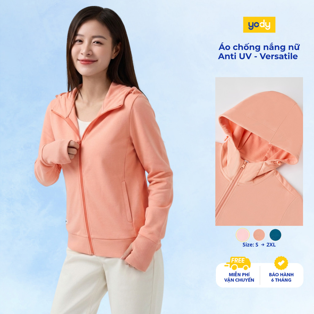Áo chống nắng nữ YODY đa năng có mũ thoáng mát chống tia UV WCSJ26A002