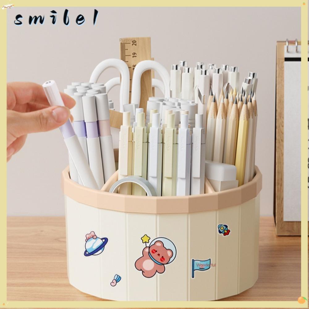 Bút SMILE, 360° Hộp đựng bàn xoay dung tích lớn, Hộp đựng bút chì Kawaii